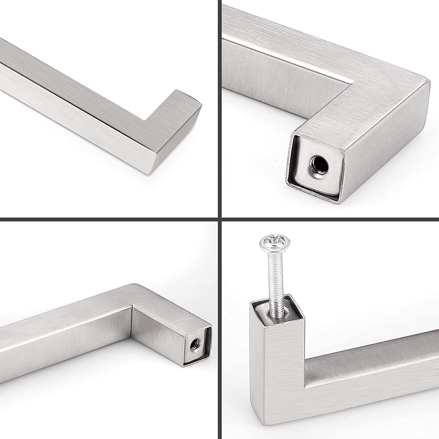 15 Pack Square Modern Stainless Steel Brushed Nickel Cabinet Handles Kitchen Cupboard Drawer Dresser Pulls Hardware, 12-3/5" (320Mm) Hole Centers
