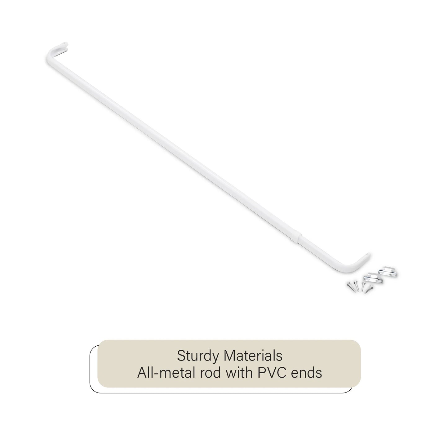 Fantasia White Single Curtain Rod, 66-120", 2.5" Projection