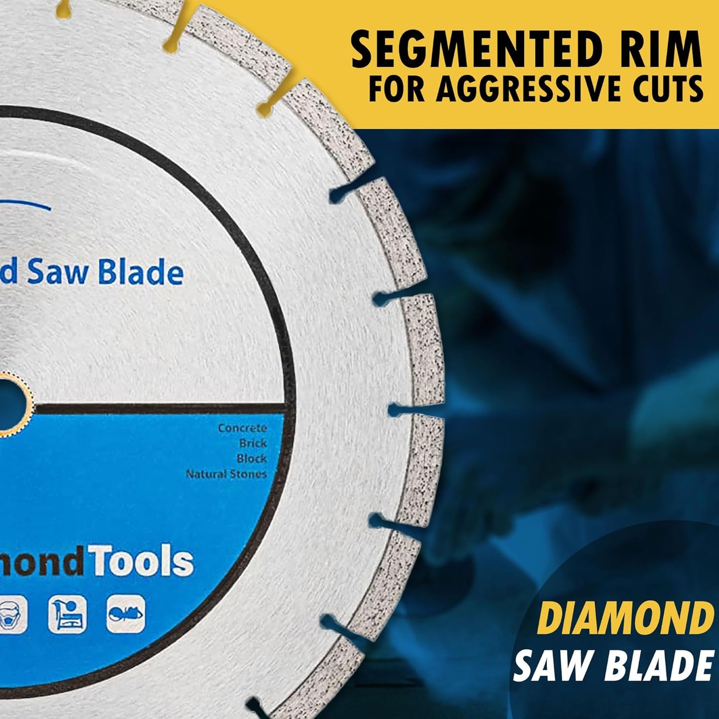 14" Segmented Diamond Saw Blade for Concrete, Brick, Block and Masonry, 12Mm Segment Height, 1" Arbor, 3-Pack