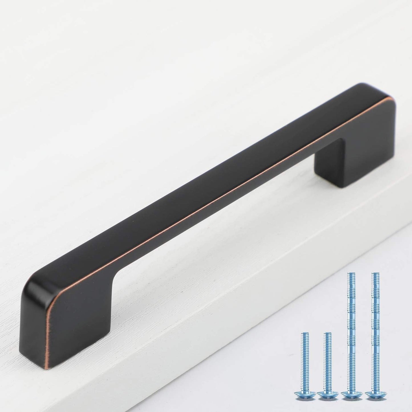 10 Pack 5-Inch Solid Square Bar Cabinet Handle ORB Arch Curved Kitchen Cabinet Hardware Handle Pull -For Bedroom Dresser Drawer Wardrobe Door (5''/128Mmhole Cente, Oil-Rubbed Bronze)