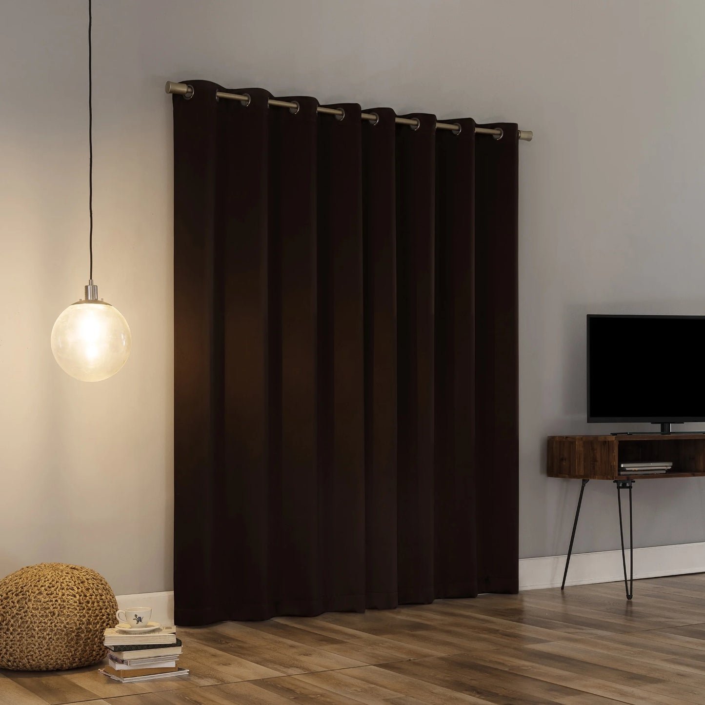 Oslo Extreme 100% Blackout Grommet Curtain Panel, 52"X95", Dark Chocolate, 1-Piece Single Panel