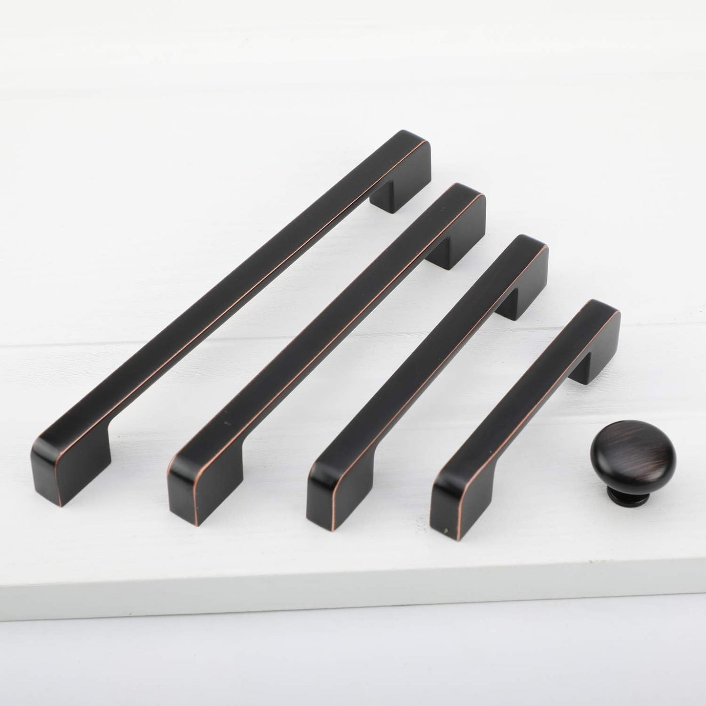 10 Pack 5-Inch Solid Square Bar Cabinet Handle ORB Arch Curved Kitchen Cabinet Hardware Handle Pull -For Bedroom Dresser Drawer Wardrobe Door (5''/128Mmhole Cente, Oil-Rubbed Bronze)