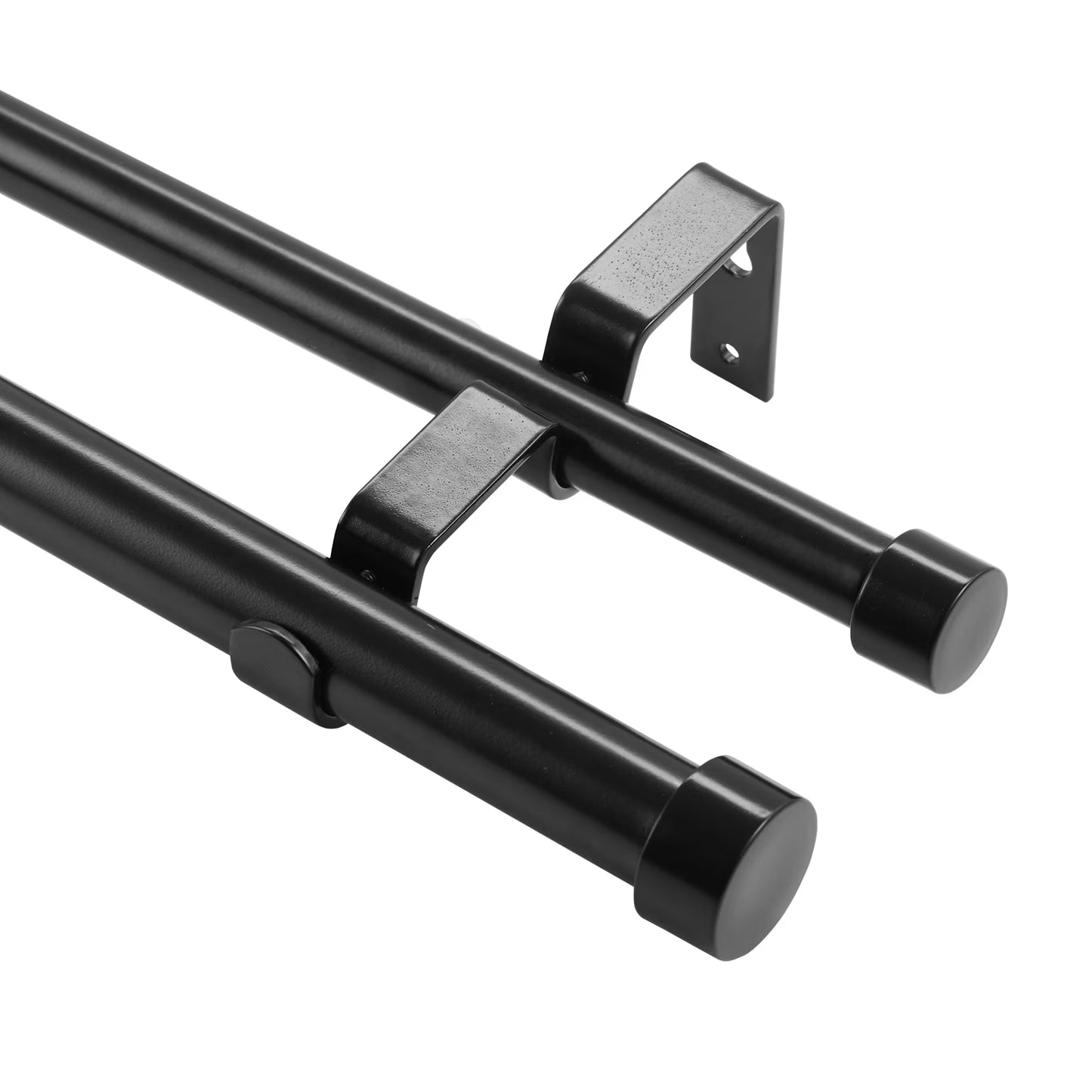 Double Curtain Rods for Windows 74 to 144 Inches(6-12Ft), Adjustable Telescoping Double Curtain Rod with with Cap Finials, 1" and 3/4" Diameter, Heavy Duty Double Drapery Rod for Sheer