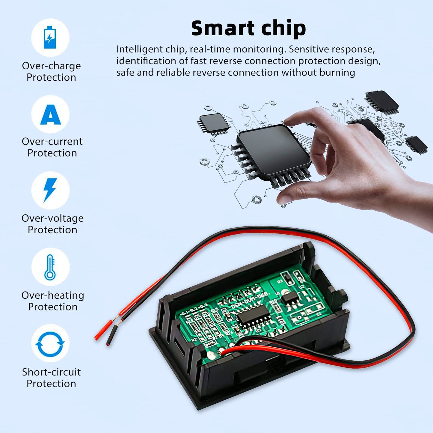 6PCS 2 Wire Green DC 4.5-30V 0.56" LED Panel Digital Display Voltage Meter Mini DC Digital Voltmeter