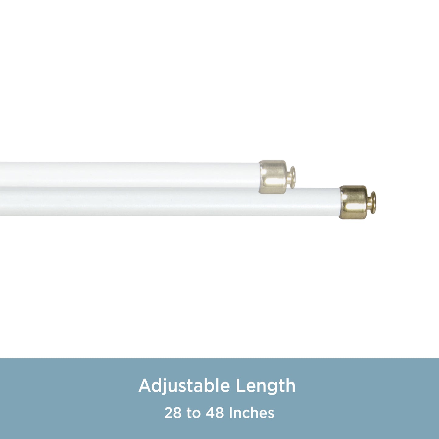 7/16" round Sash Curtain Rod, 28-48", 1" Clearance, White