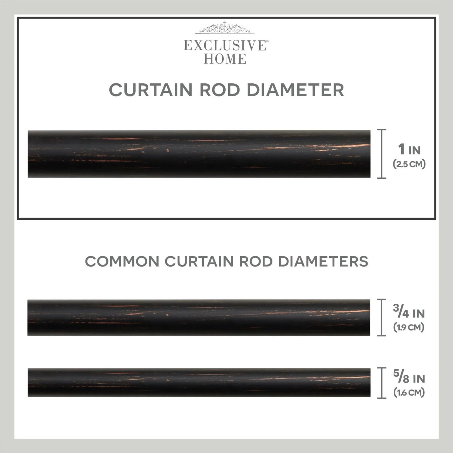 Acanthus 1" Window Curtain Rod and Finial Set, Adjustable 36"-72", Oil Rubbed Bronze