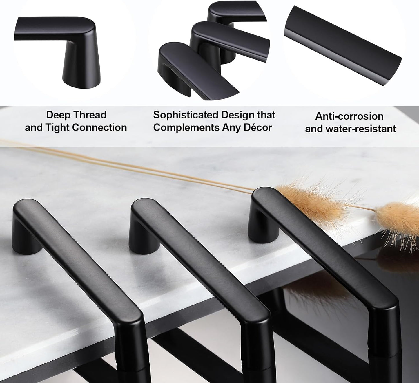 10 Pack Black Cabinet Pulls Black Kitchen Cabinet Handles - Hole Spacing 7-1/2 Inch Cabinet Pulls Black and Black Pulls for Cabinets, Black Dresser Handles and Cupboard Handles