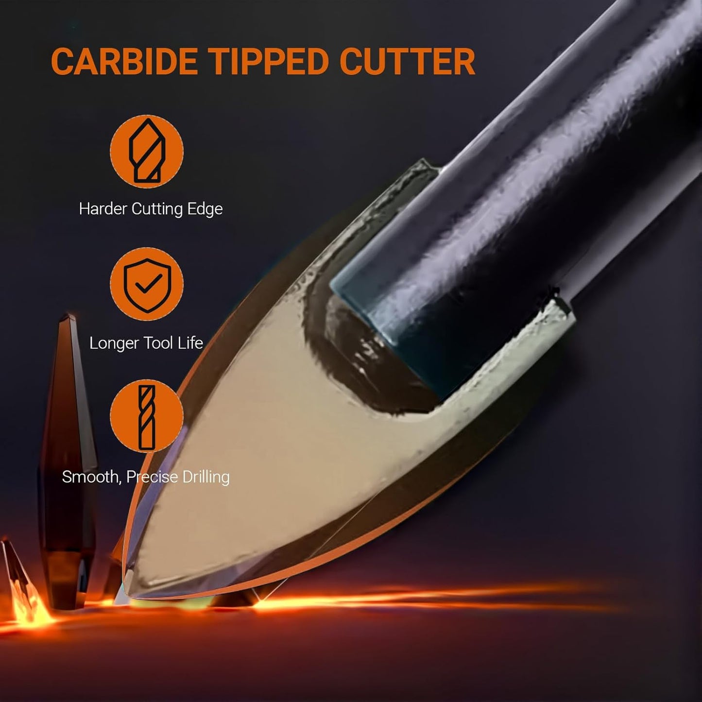 5/32 Inch Glass and Tile Drill Bit 10Pc Set, YG6X Tungsten Carbide Tipped Spear Cutter, 1/4 Hex Shank, Painted Surface, for Drilling Ceramic Mirror Wood Porcelain Brick Wall Bottle