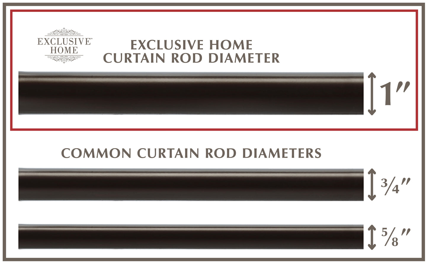Napoleon 1" Curtain Rod and Finial Set, Matte Bronze, Adjustable 84"-160"