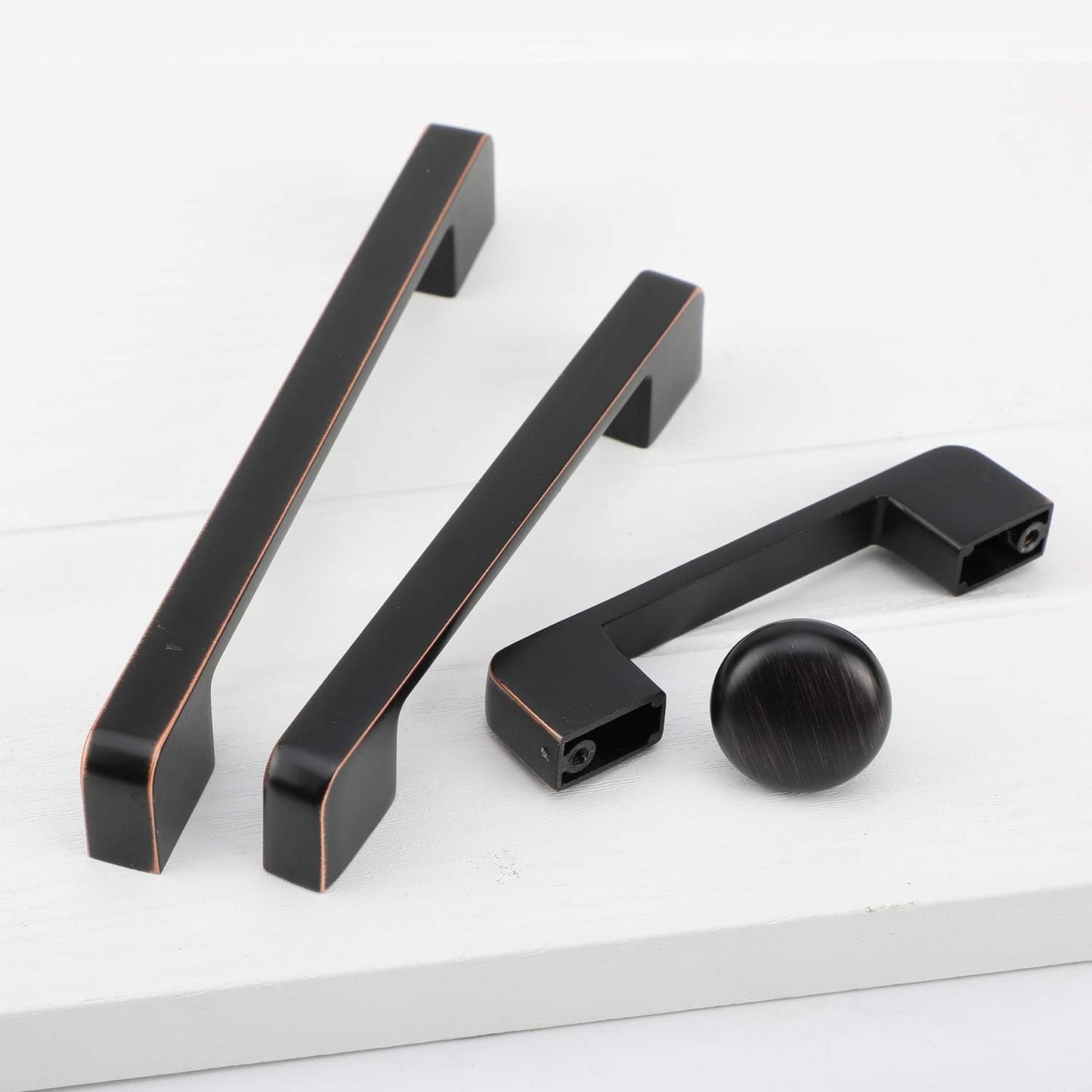 10 Pack 5-Inch Solid Square Bar Cabinet Handle ORB Arch Curved Kitchen Cabinet Hardware Handle Pull -For Bedroom Dresser Drawer Wardrobe Door (5''/128Mmhole Cente, Oil-Rubbed Bronze)