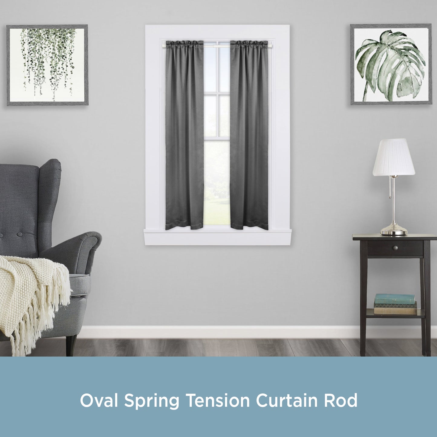 5/8" Oval Spring Tension Rod, 36-60", White