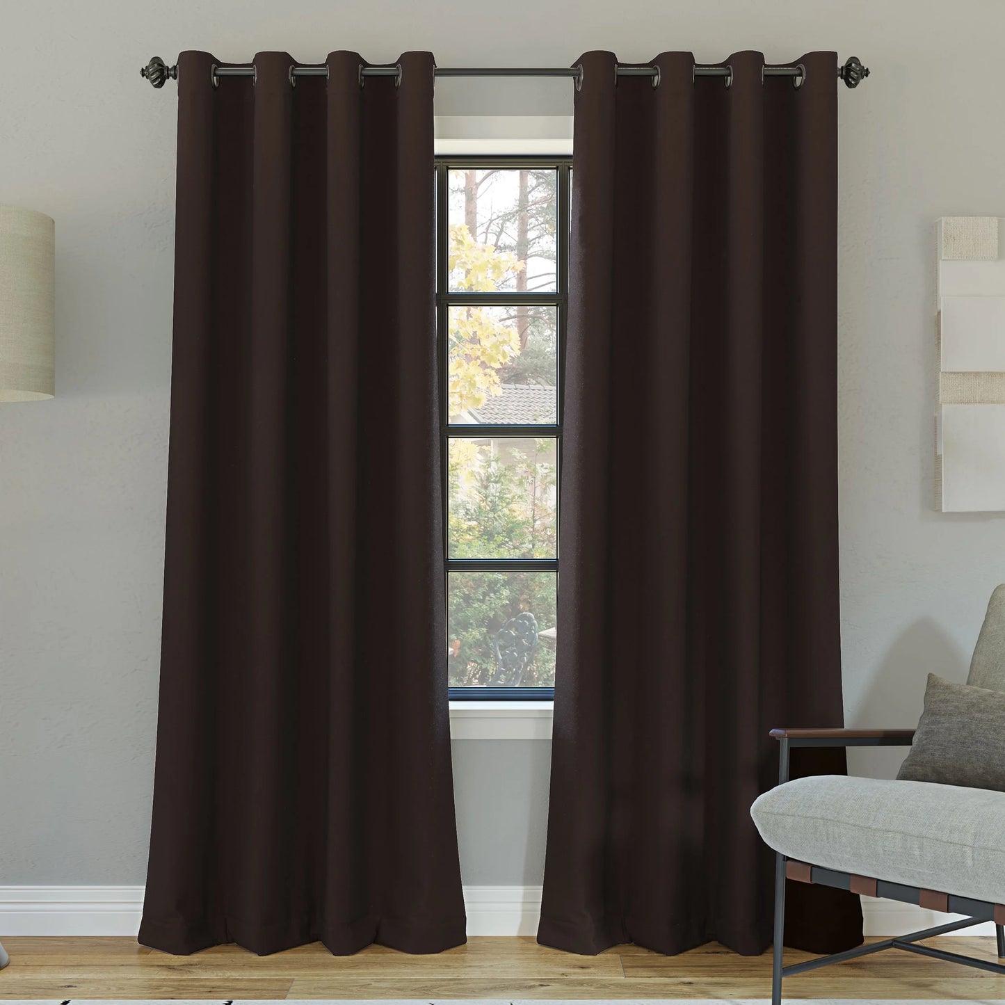 Oslo Extreme 100% Blackout Grommet Curtain Panel, 52"X95", Dark Chocolate, 1-Piece Single Panel