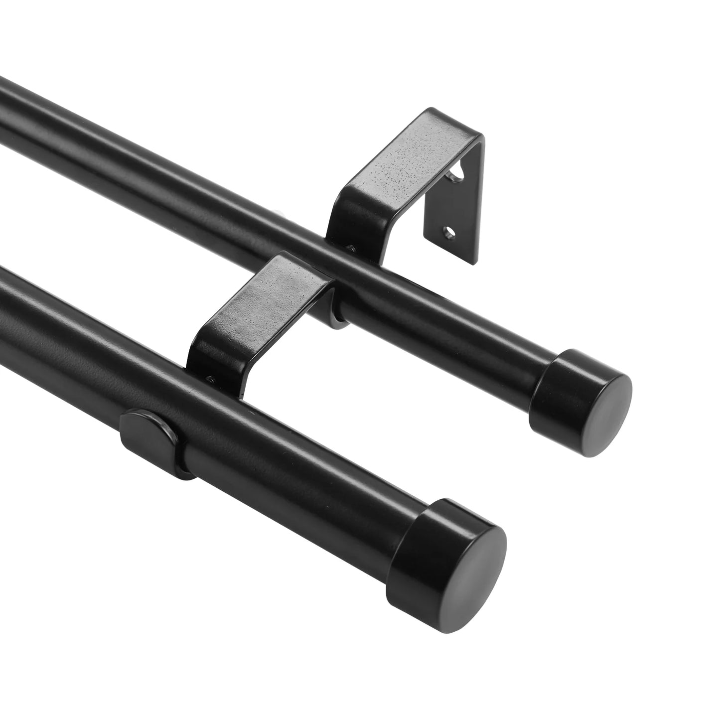 Double Curtain Rods for Windows 74 to 144 Inches(6-12Ft), Adjustable Telescoping Double Curtain Rod with with Cap Finials, 1" and 3/4" Diameter, Heavy Duty Double Drapery Rod for Sheer