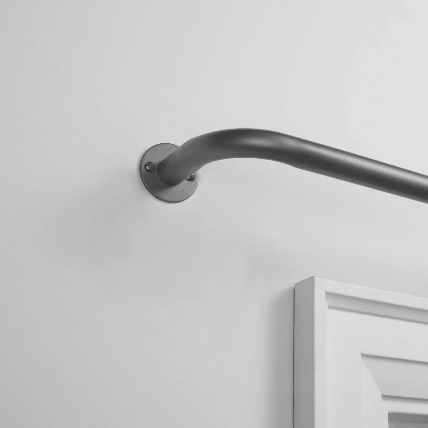 Modern Silver Adjustable Single Curtain Rods Set, 83"-120" with Smart Technology