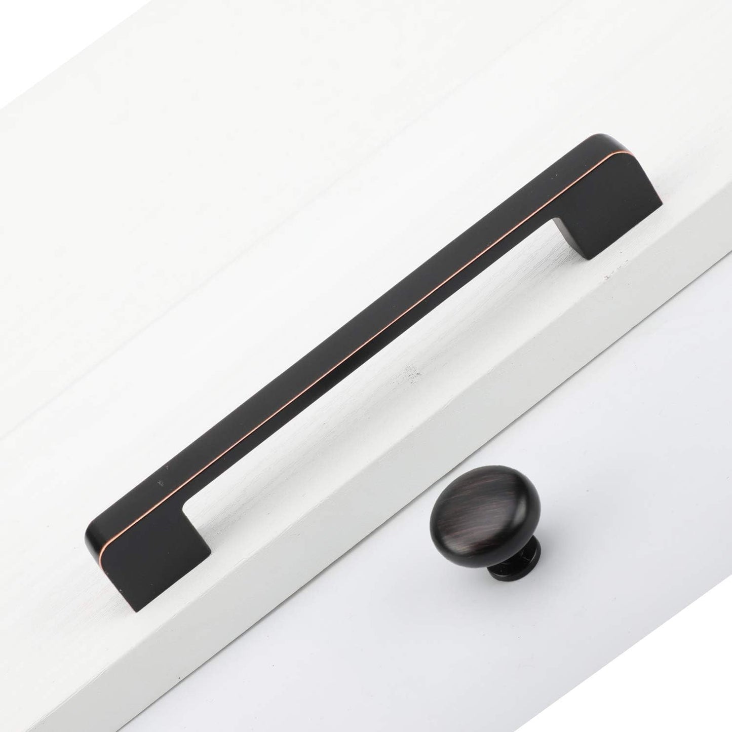 10 Pack 5-Inch Solid Square Bar Cabinet Handle ORB Arch Curved Kitchen Cabinet Hardware Handle Pull -For Bedroom Dresser Drawer Wardrobe Door (5''/128Mmhole Cente, Oil-Rubbed Bronze)
