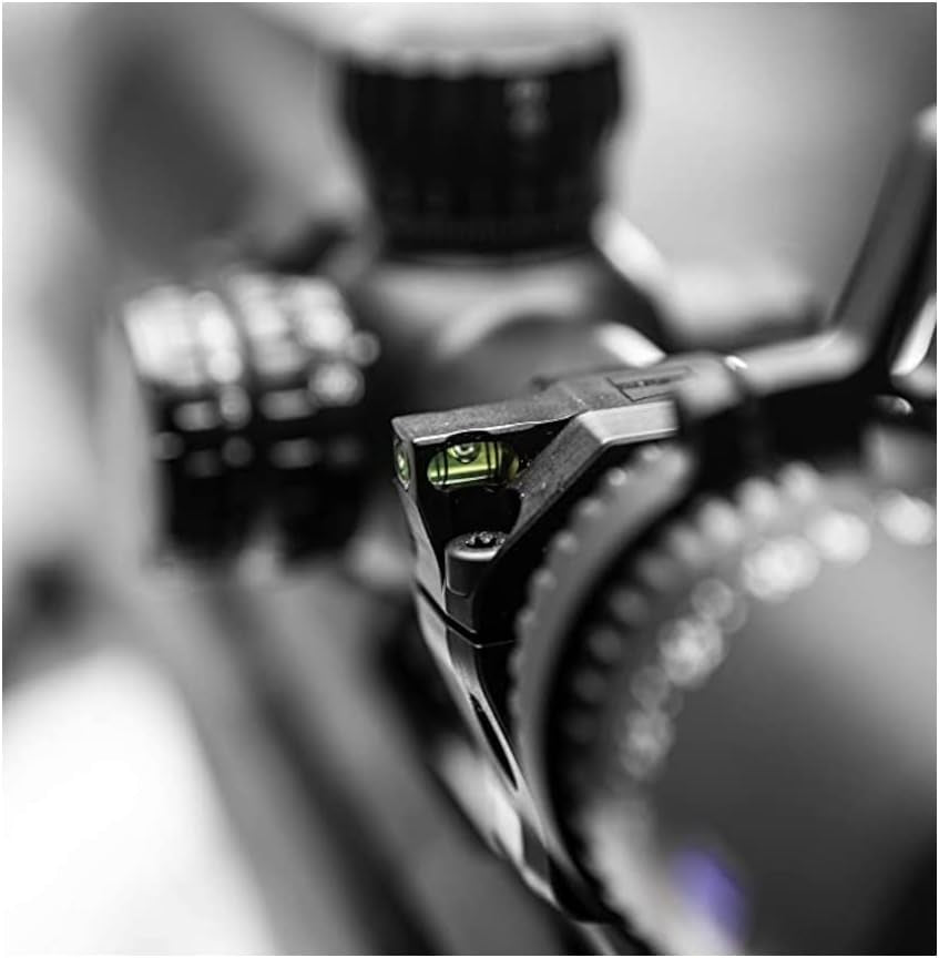 Precision Ultralight 1913 Mil-Spec Rifle Scope Mounting Rings with Anti-Cant Bubble Level, Black