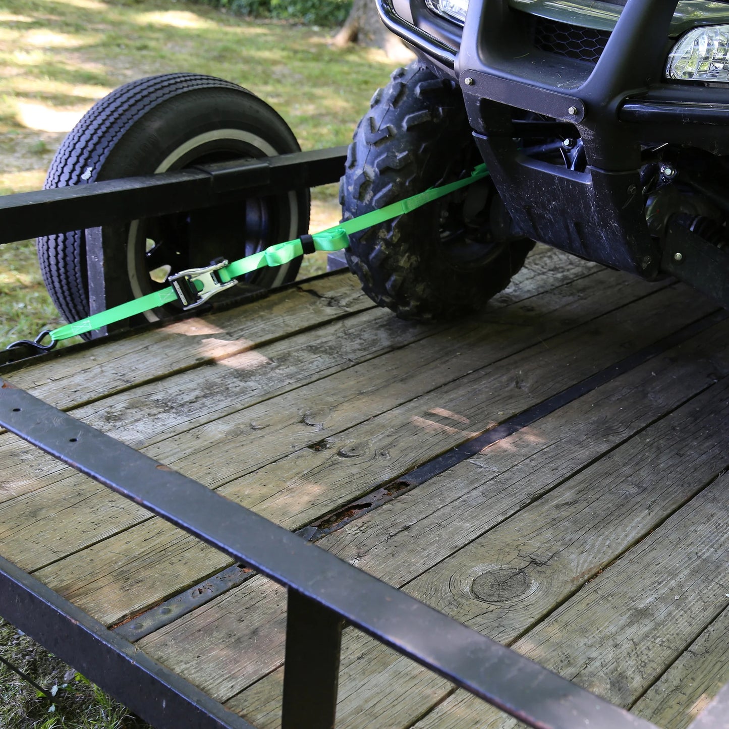 (2 Pack) 1 In. X 12 Ft. Green Ratchetx Standard Duty Ratchet Tie down Straps, Padded Handle, 500 Lb. Safe Work Load - 2 Pack