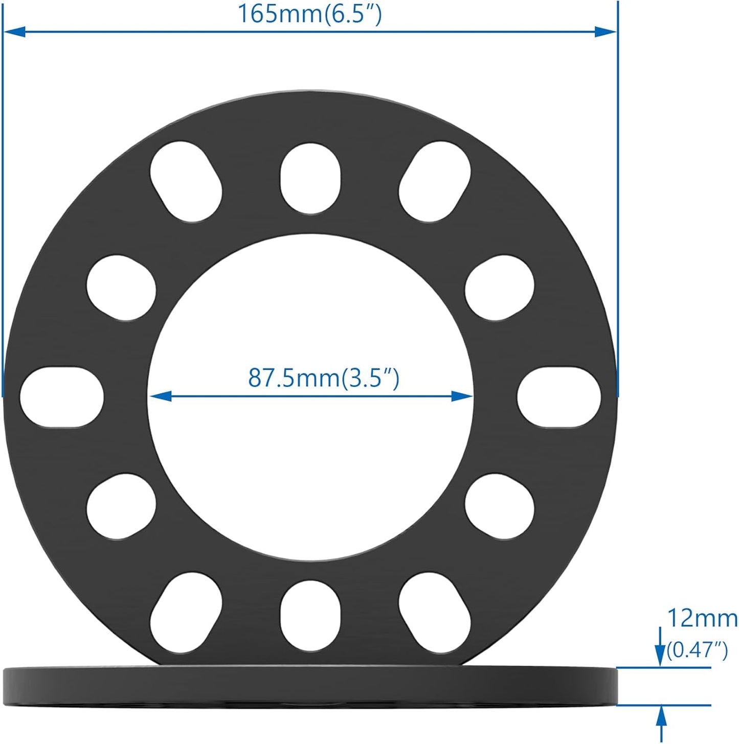 Wheel Spacer, 12Mm Thickness(1/2Inch), Fit 6 Lugs Pattern 6X114.3, 6X120, 6X127, 6X130, 6X132, 6X135, 6X139.7,Forged 6061 Aluminum, Anodised Black Surface, Pack of 2.