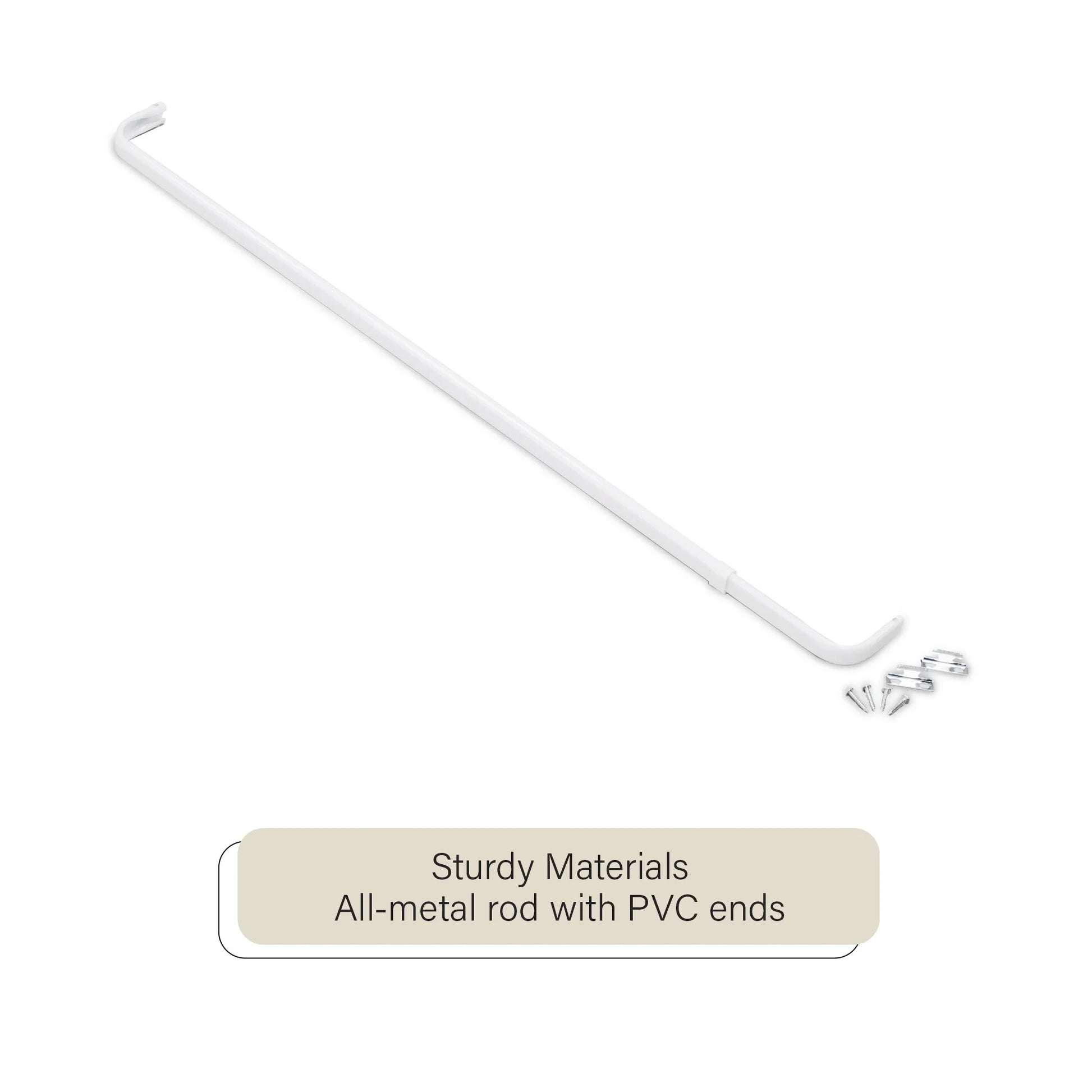 Fantasia White Single Curtain Rod, 66-120", 2.5" Projection