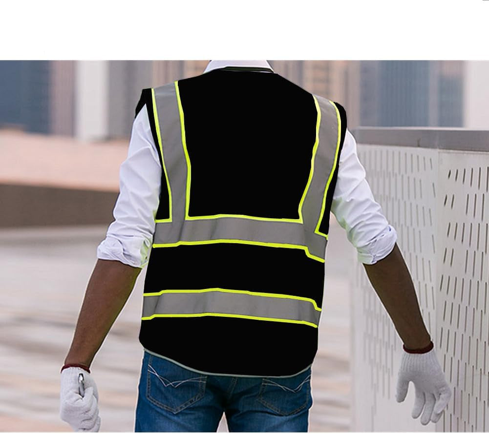9 Pockets Class 2 High Visibility Reflective Safety Vest for Men Women Work Construction Vest