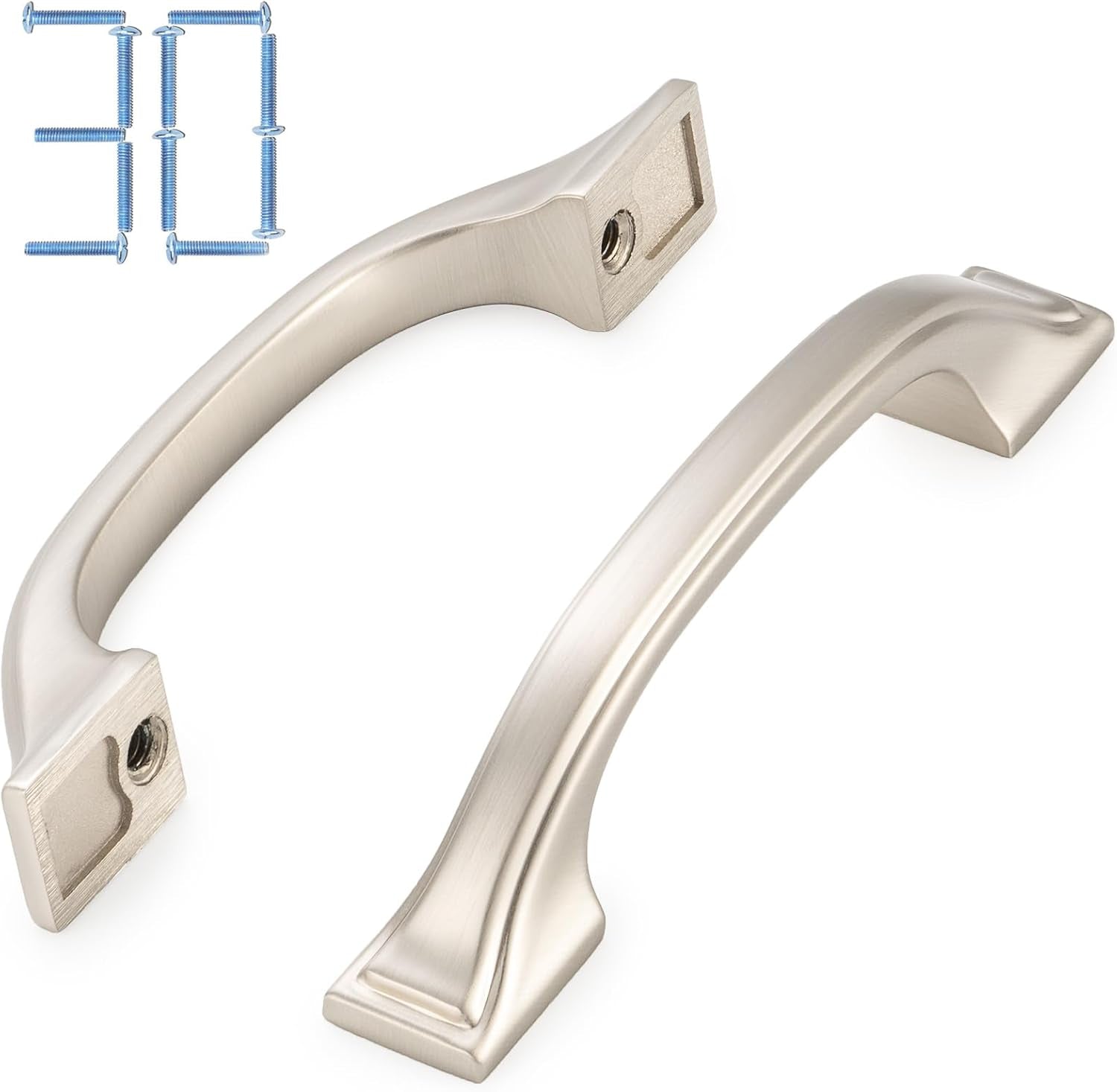 30 Pack 3 Inch Brushed Nickel Kitchen Cabinet Pulls Satin Silver Cabinet Handles Nickel Cabinet Hardware for Kitchen Cabinets 1958 Drawer Dresser Cupboard Bedroom