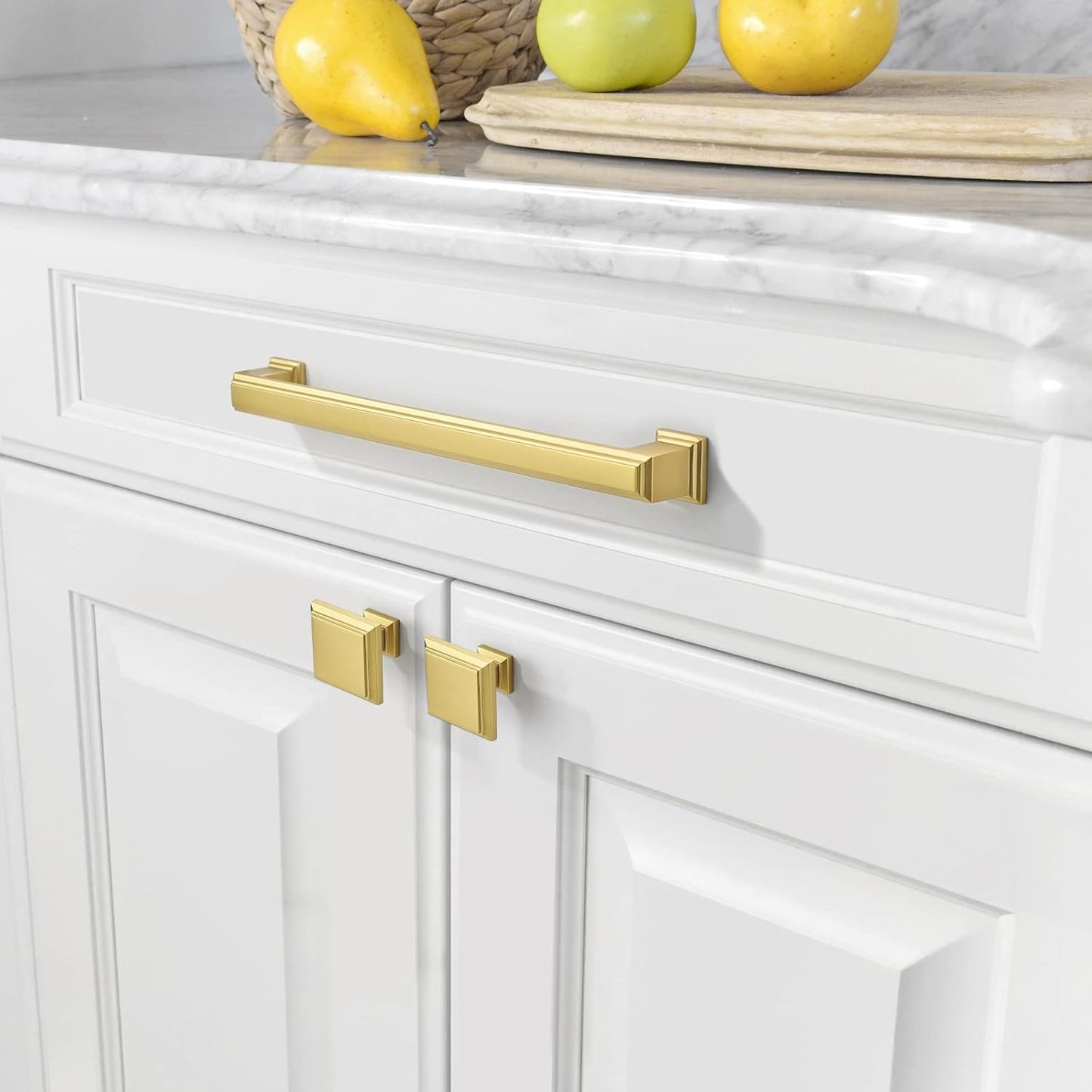 10 Pack Brushed Gold Cabinet Pulls 7-1/2 Inch Hole Center Drawer Pulls Cabinet Hardware Solid Kitchen Cabinet Handles for Bathroom Drawer Pulls Dresser Pulls ZH0001