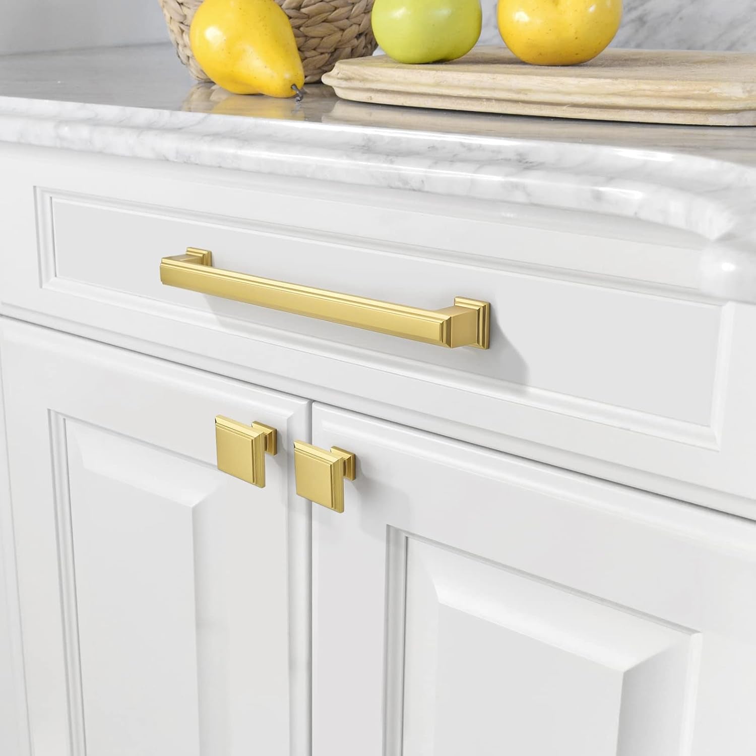 10 Pack Brushed Gold Cabinet Pulls 7-1/2 Inch Hole Center Drawer Pulls Cabinet Hardware Solid Kitchen Cabinet Handles for Bathroom Drawer Pulls Dresser Pulls ZH0001