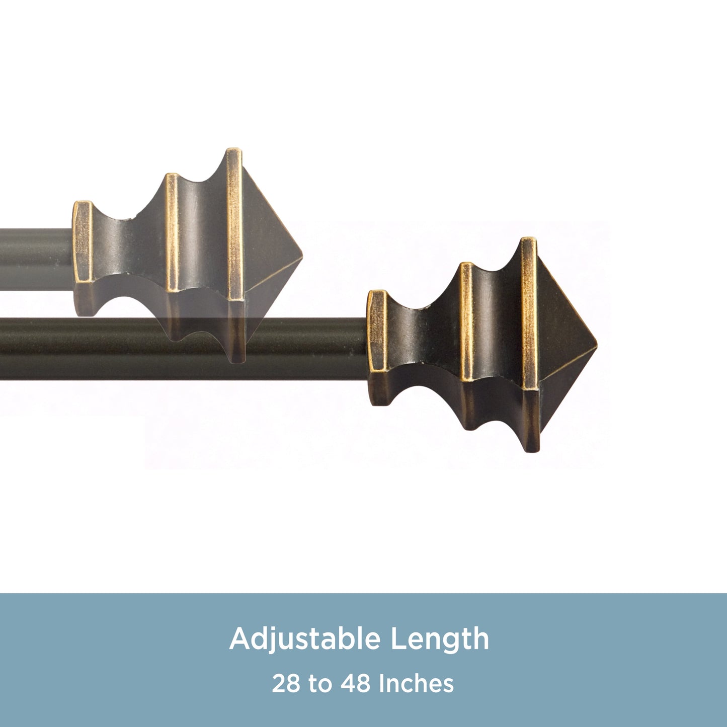 (2 Pack)  Arts & Crafts 28-48" Petite Café Adjustable Curtain Rod, 1/2" Dia., Oil Rubbed Bronze