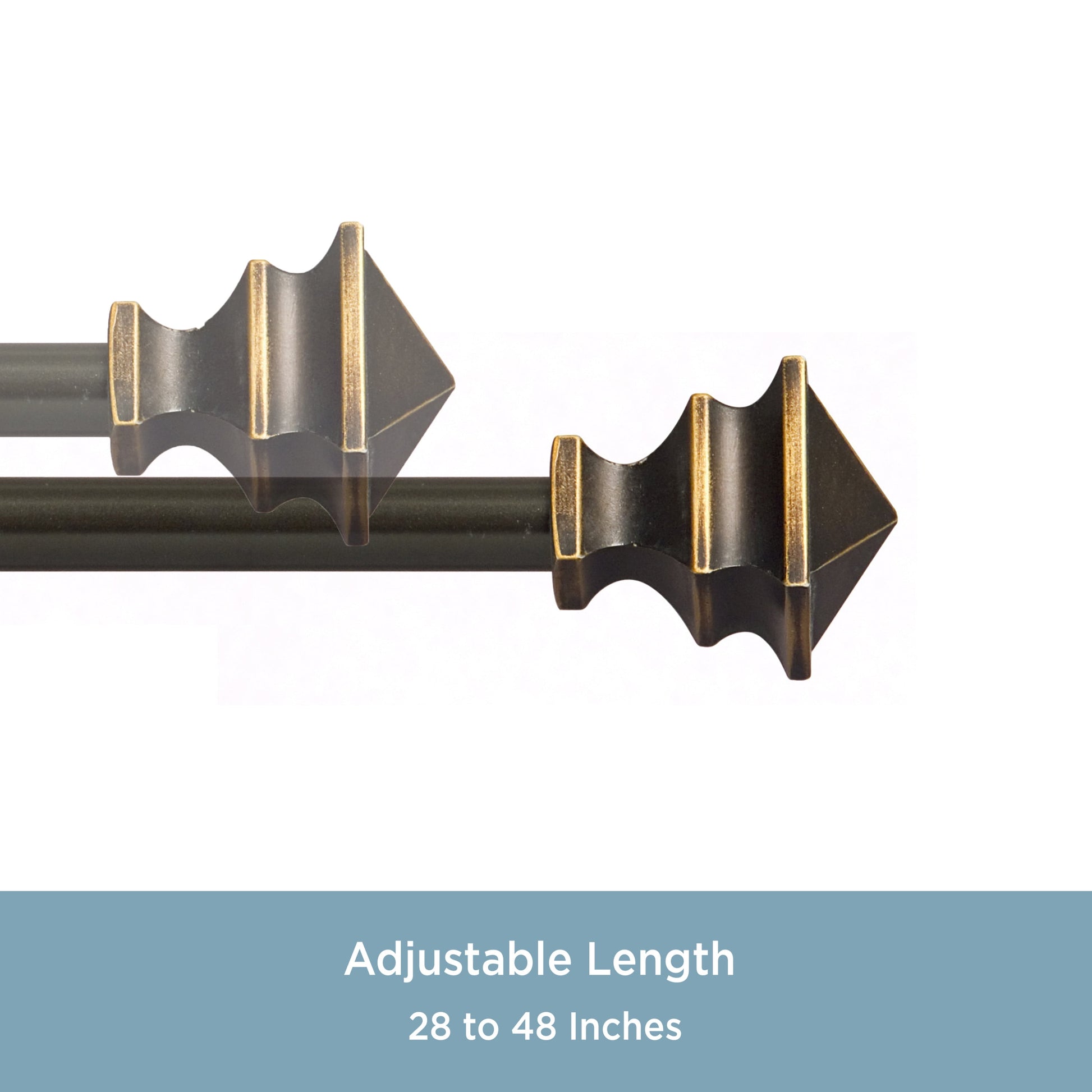 (2 Pack)  Arts & Crafts 28-48" Petite Café Adjustable Curtain Rod, 1/2" Dia., Oil Rubbed Bronze