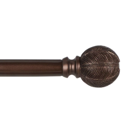 Acanthus 1" Window Curtain Rod and Finial Set, Adjustable 36"-72", Oil Rubbed Bronze