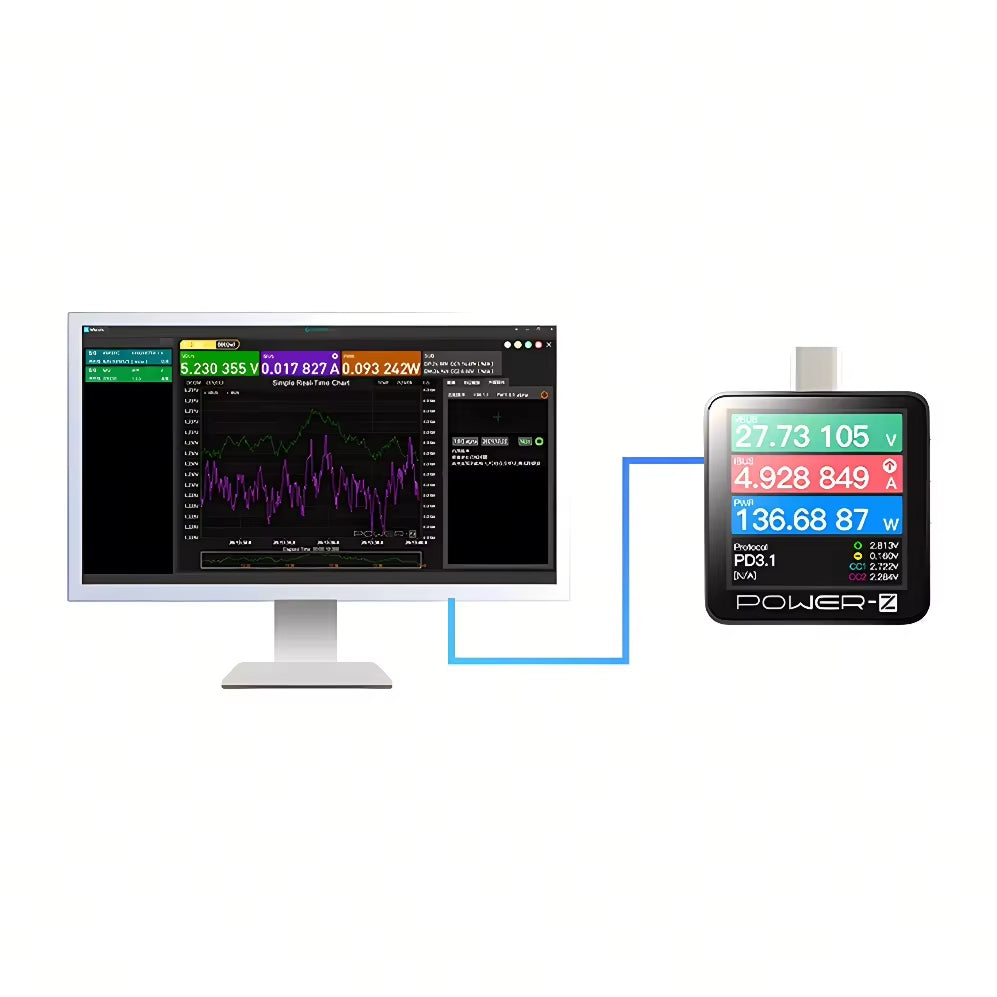 Power-Z KM003C Portable Type-C Fast Charging Tester PD3.1 QC5.0 240W Mxa Digital Voltmeter & Ammeter Power Bank Tester