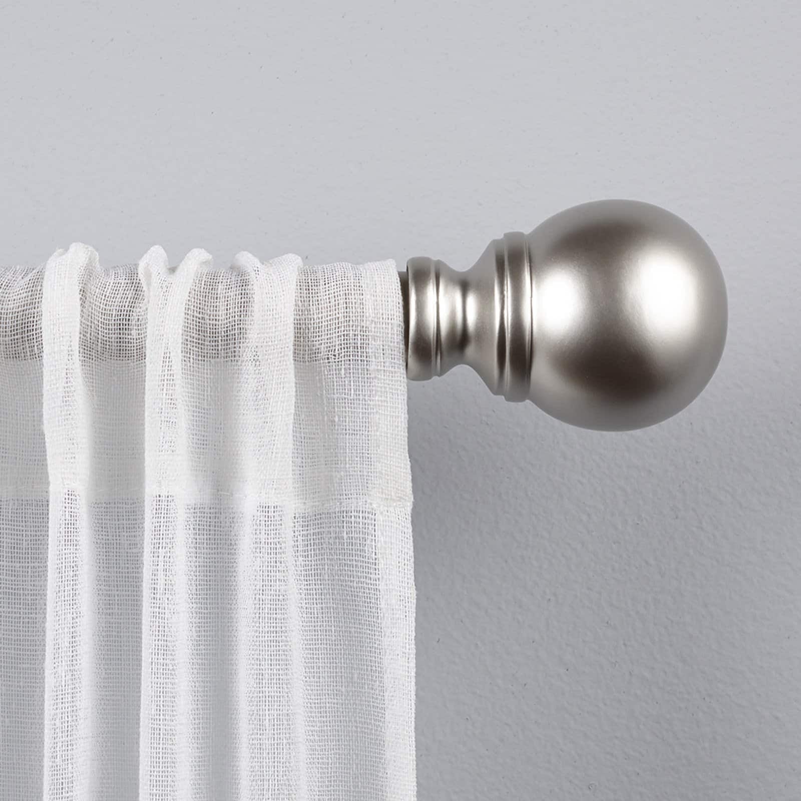 Sphere 1" Curtain Rod and Finial Set, Matte Black, Adjustable 66"-120"