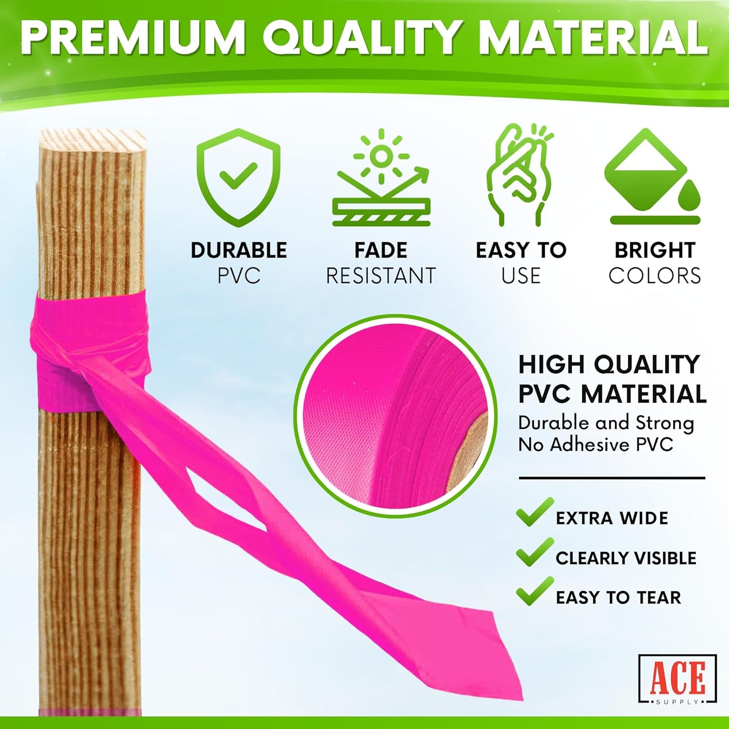 Orange Flagging Tape 24 Pack - Non-Adhesive Survey Tape - 1.5 Inch Width, 150 Ft Length, 2 Mil - Tree Marking Ribbon, Surveyors Ribbon