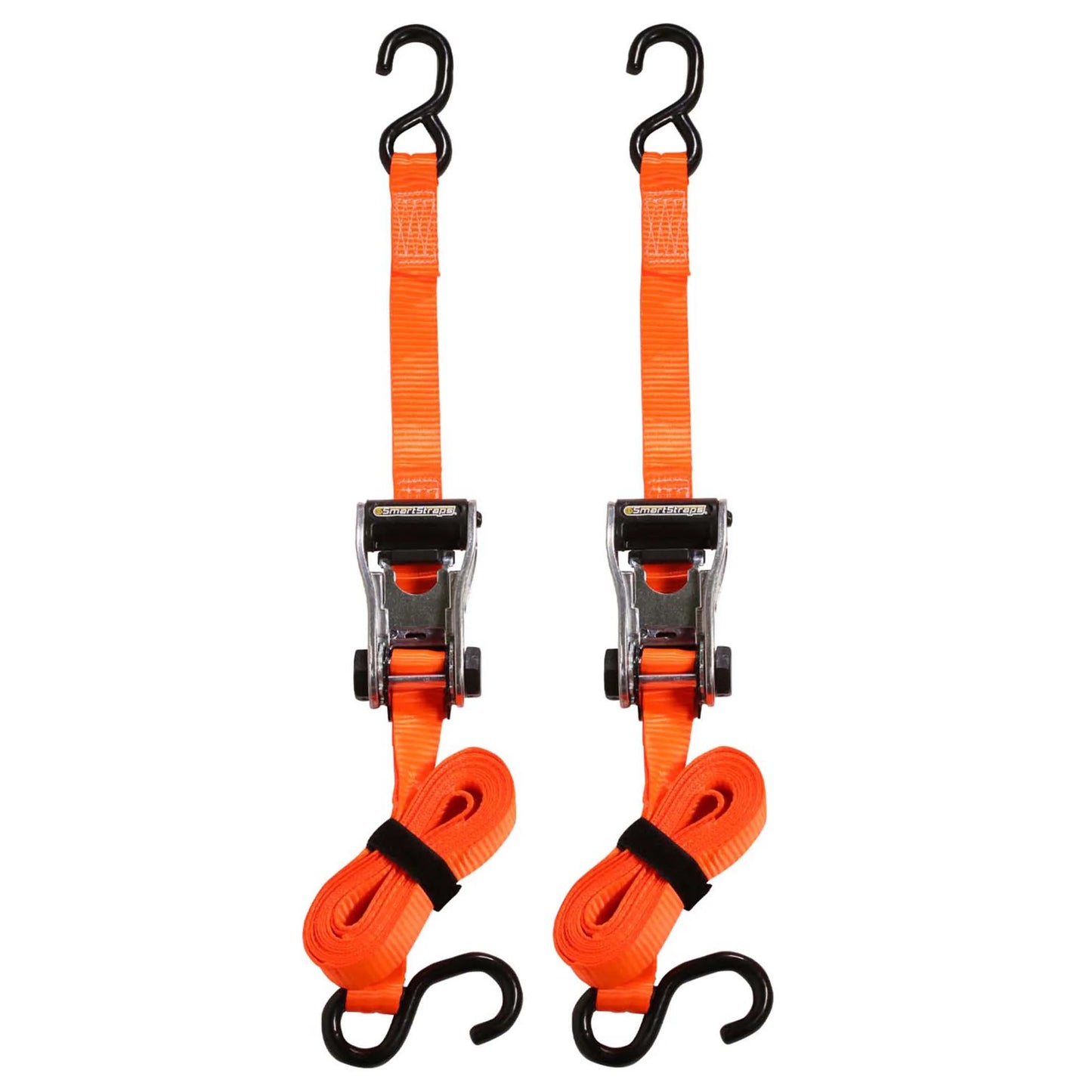 (2 Pack)  1-1/4 In. X 14 Ft. Orange Carbonx Heavy Duty Ratchet Tie down Straps, 1,000 Lb. Safe Work Load - 2 Pack