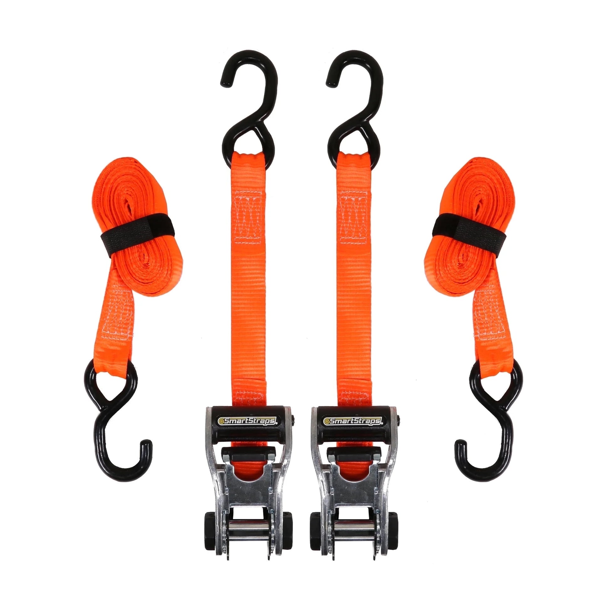 (2 Pack)  1-1/4 In. X 14 Ft. Orange Carbonx Heavy Duty Ratchet Tie down Straps, 1,000 Lb. Safe Work Load - 2 Pack