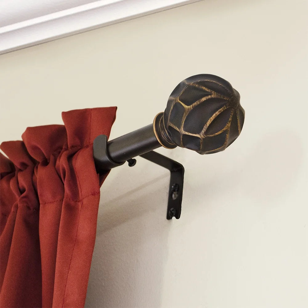 (2 Pack)  3/4" Dark Oil Rubbed Bronze Eliza Single Curtain Rod Set, 30-84"