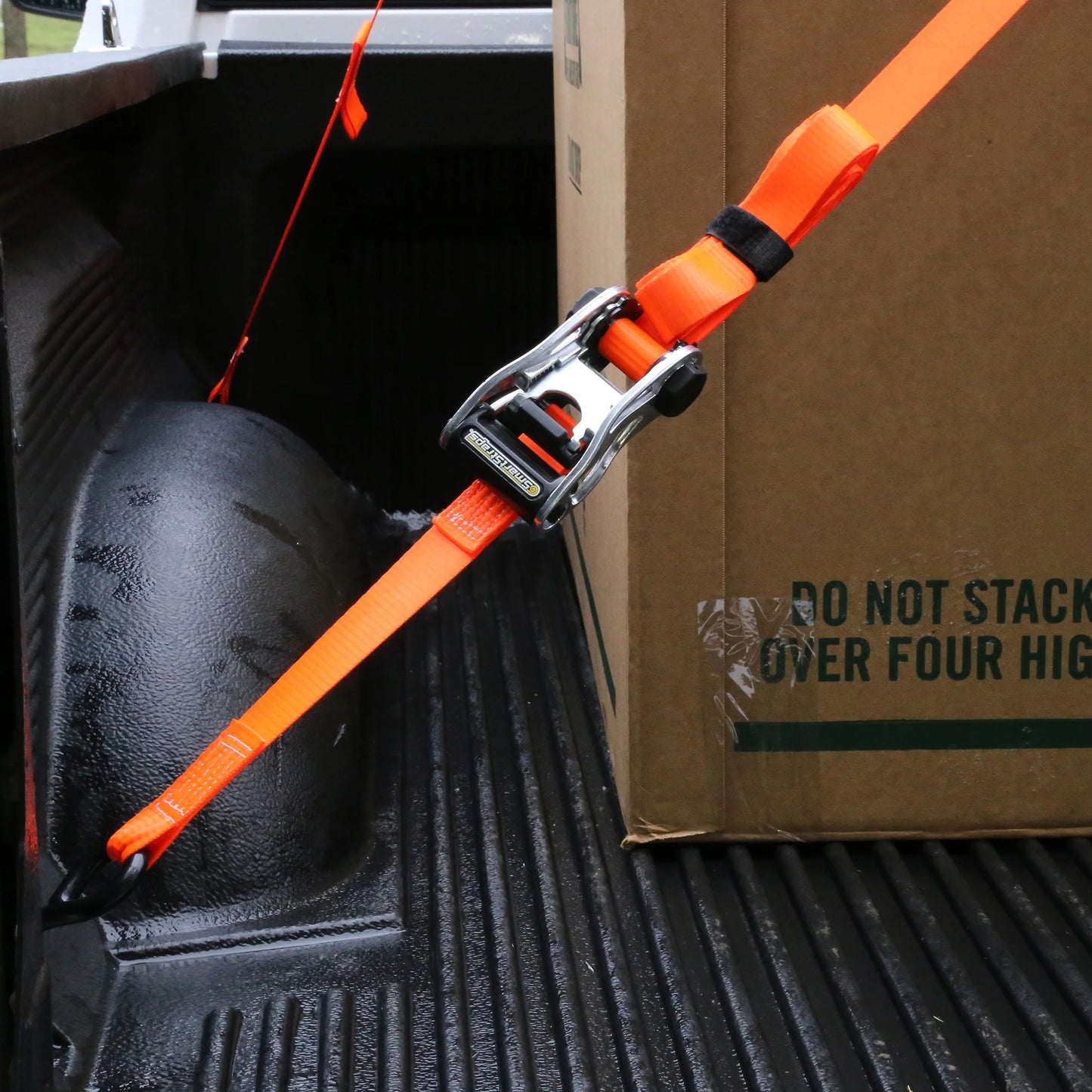 (2 Pack)  1-1/4 In. X 14 Ft. Orange Carbonx Heavy Duty Ratchet Tie down Straps, 1,000 Lb. Safe Work Load - 2 Pack