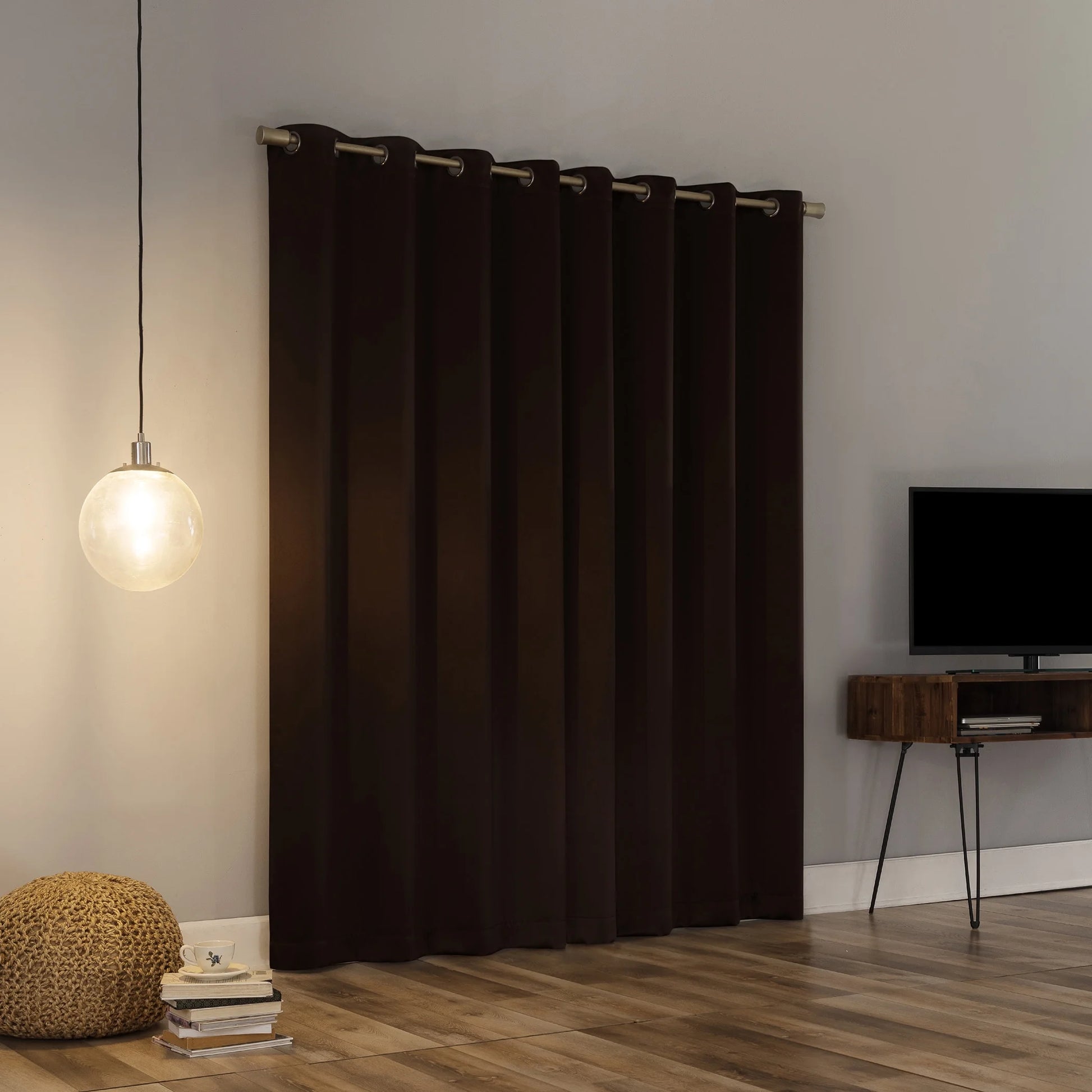 Oslo Extreme 100% Blackout Grommet Curtain Panel, 52"X95", Dark Chocolate, 1-Piece Single Panel