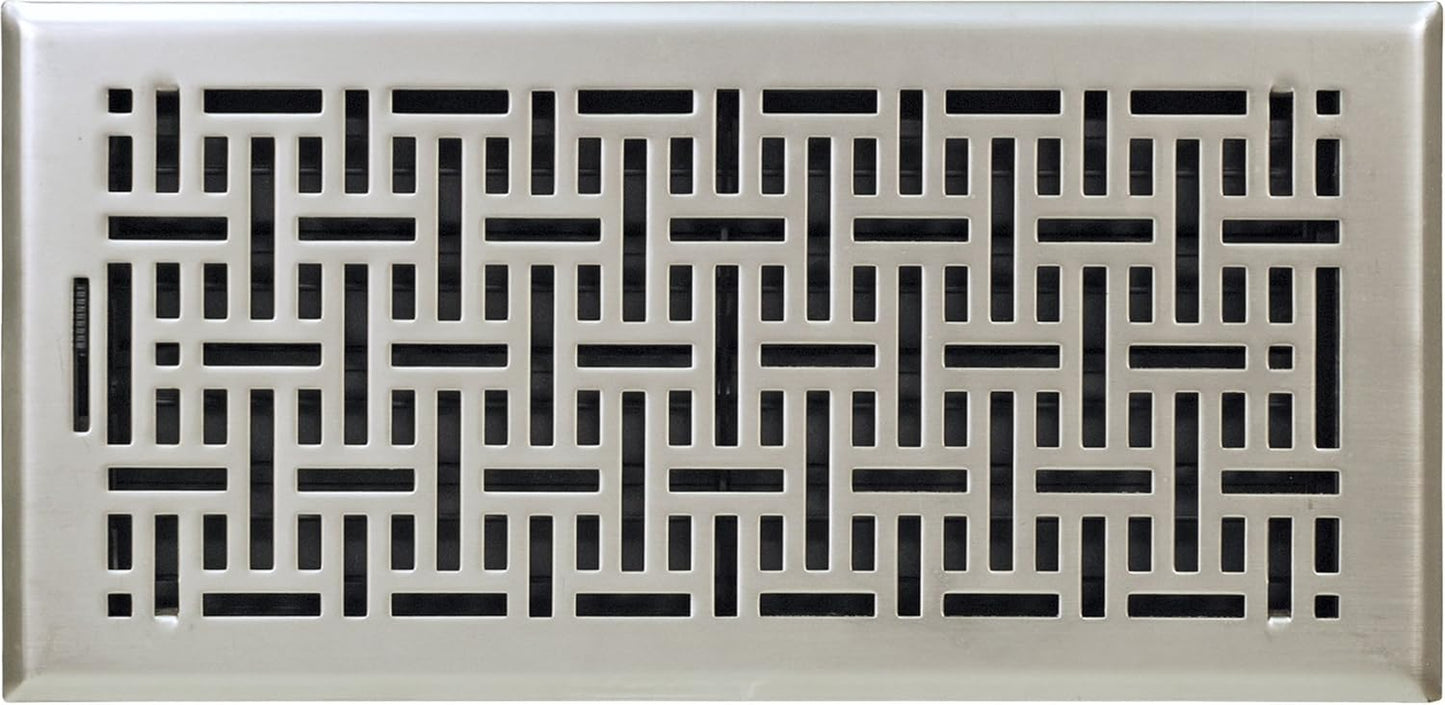 AMFRSNB614 Wicker Design Floor Register, Satin Nickel, 6" X 14"