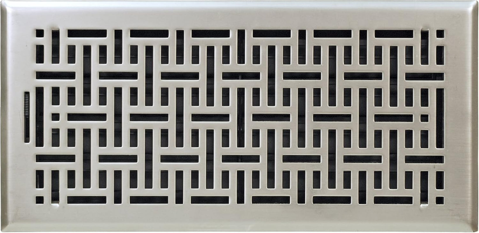 AMFRSNB614 Wicker Design Floor Register, Satin Nickel, 6" X 14"