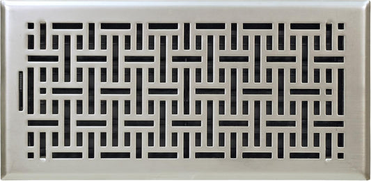 AMFRSNB614 Wicker Design Floor Register, Satin Nickel, 6" X 14"