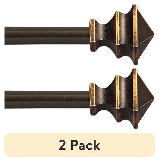 (2 Pack)  Arts & Crafts 28-48" Petite Café Adjustable Curtain Rod, 1/2" Dia., Oil Rubbed Bronze
