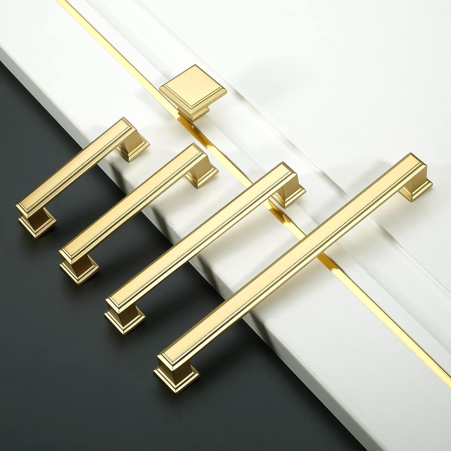 10 Pack Brushed Gold Cabinet Pulls 7-1/2 Inch Hole Center Drawer Pulls Cabinet Hardware Solid Kitchen Cabinet Handles for Bathroom Drawer Pulls Dresser Pulls ZH0001