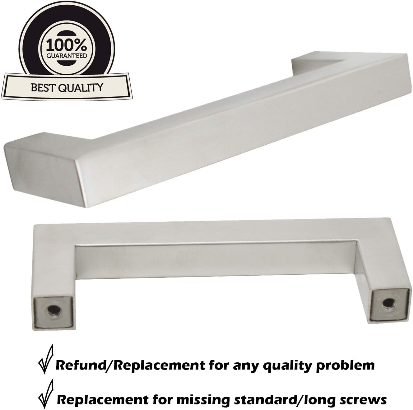 6 3/10 Inch Cabinet Handles Brushed Nickel Drawer Pulls 30 Pack/Square Kitchen Cupboard Pulls Satin Nickel Finished 90Mm Hole Centers