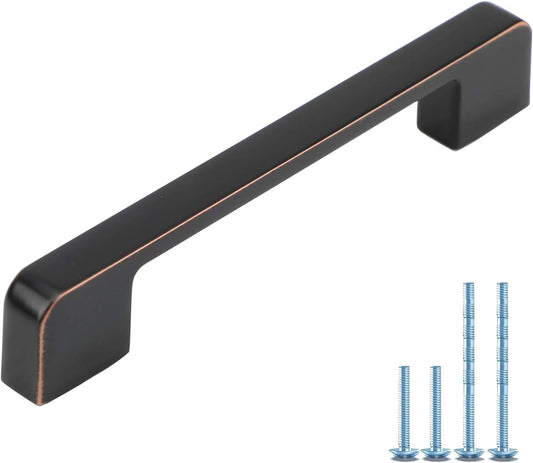 10 Pack 5-Inch Solid Square Bar Cabinet Handle ORB Arch Curved Kitchen Cabinet Hardware Handle Pull -For Bedroom Dresser Drawer Wardrobe Door (5''/128Mmhole Cente, Oil-Rubbed Bronze)