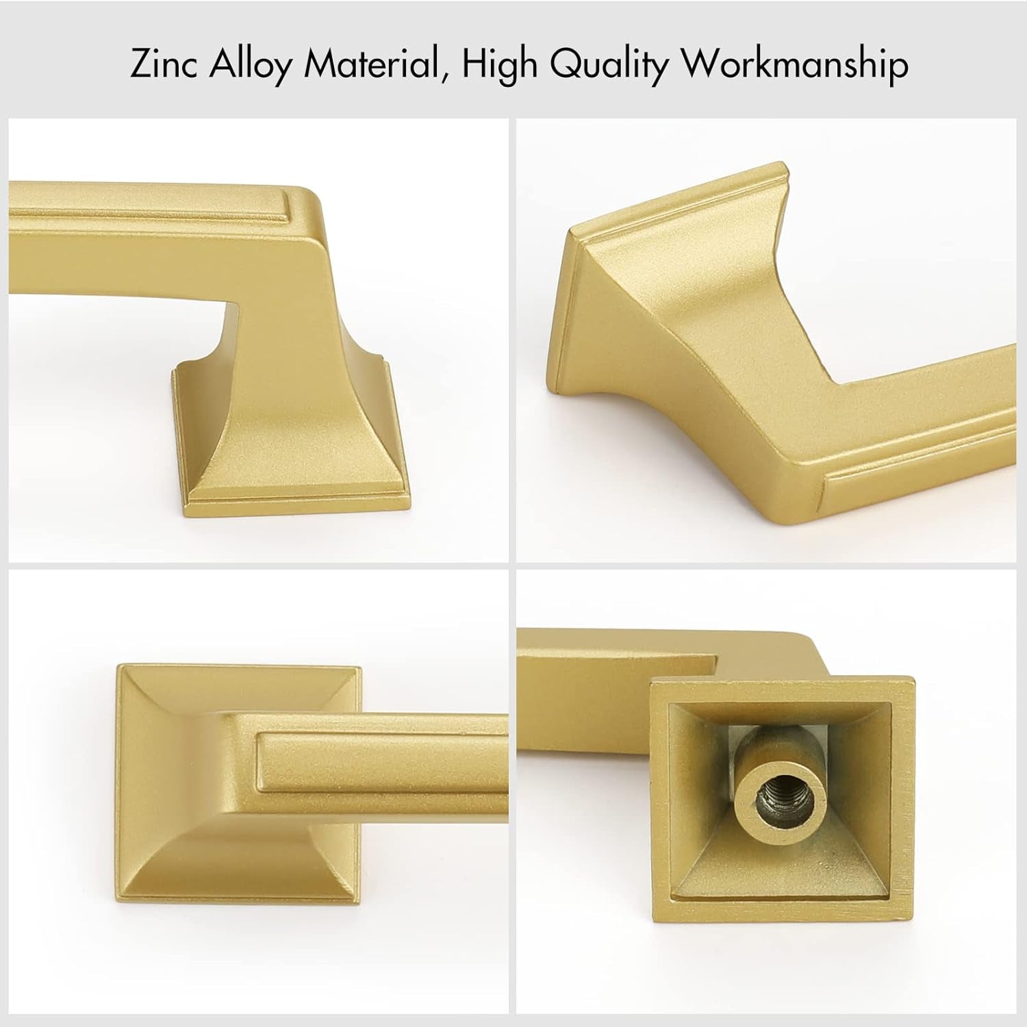 6 Pack Cabinet Handles Gold Cabinet Pulls 7-1/2 Inch Hole Center Drawer Pulls Modern Bar Dresser Handles for Bathroom Kitchen Bedroom, Zinc Alloy
