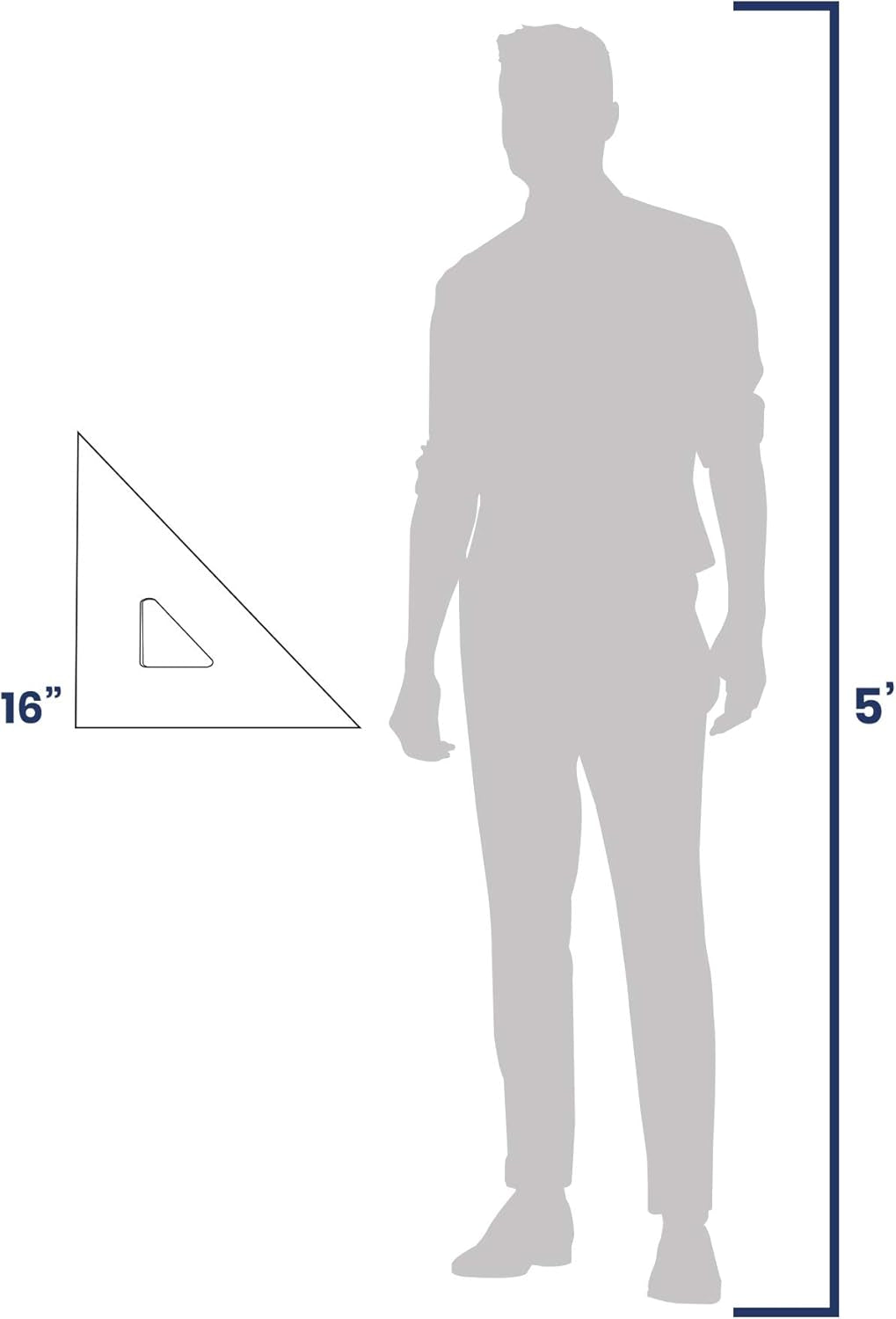 Drafting Triangle, 16-Inch, 45/90 Degrees, Clear Acrylic