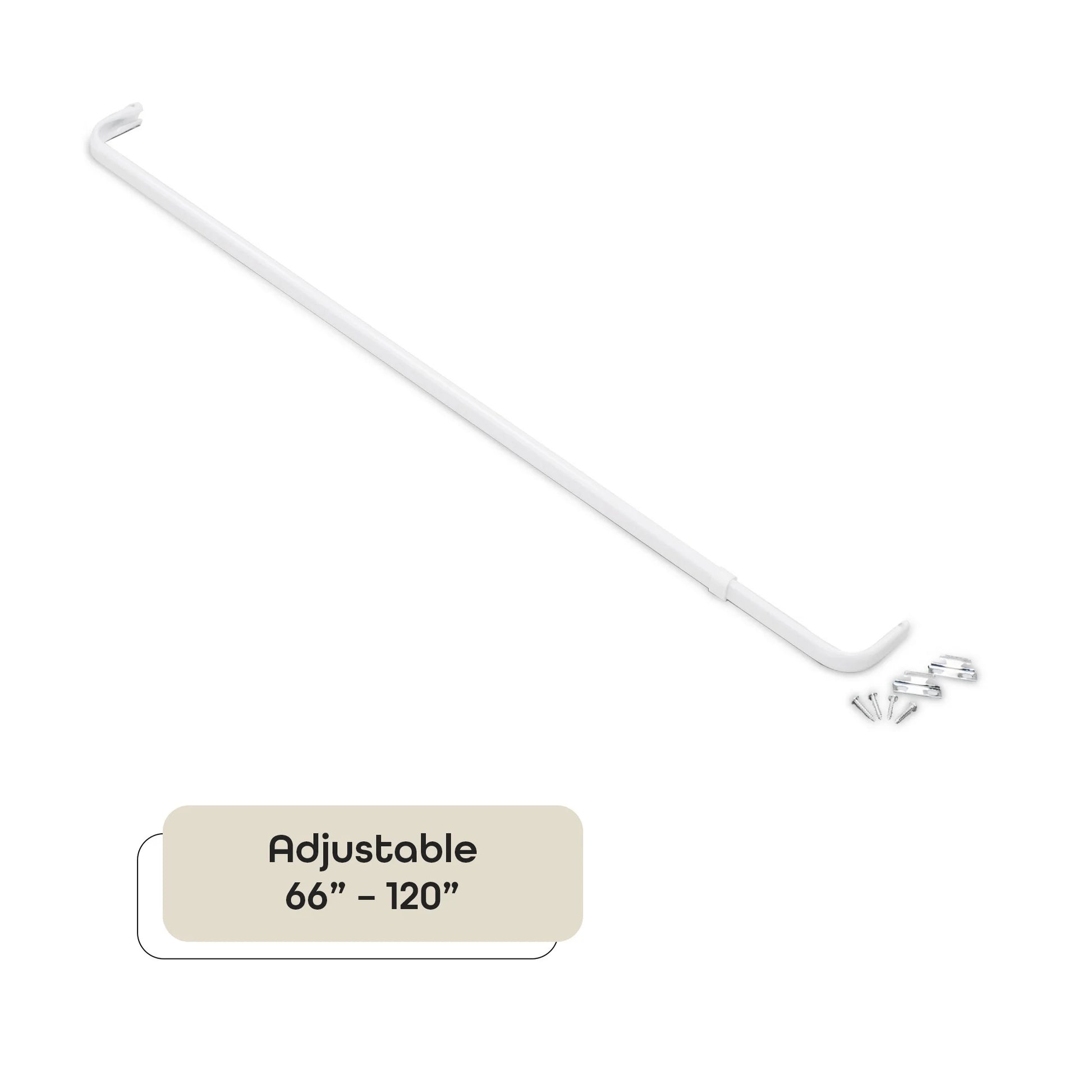 Fantasia White Single Curtain Rod, 66-120", 2.5" Projection
