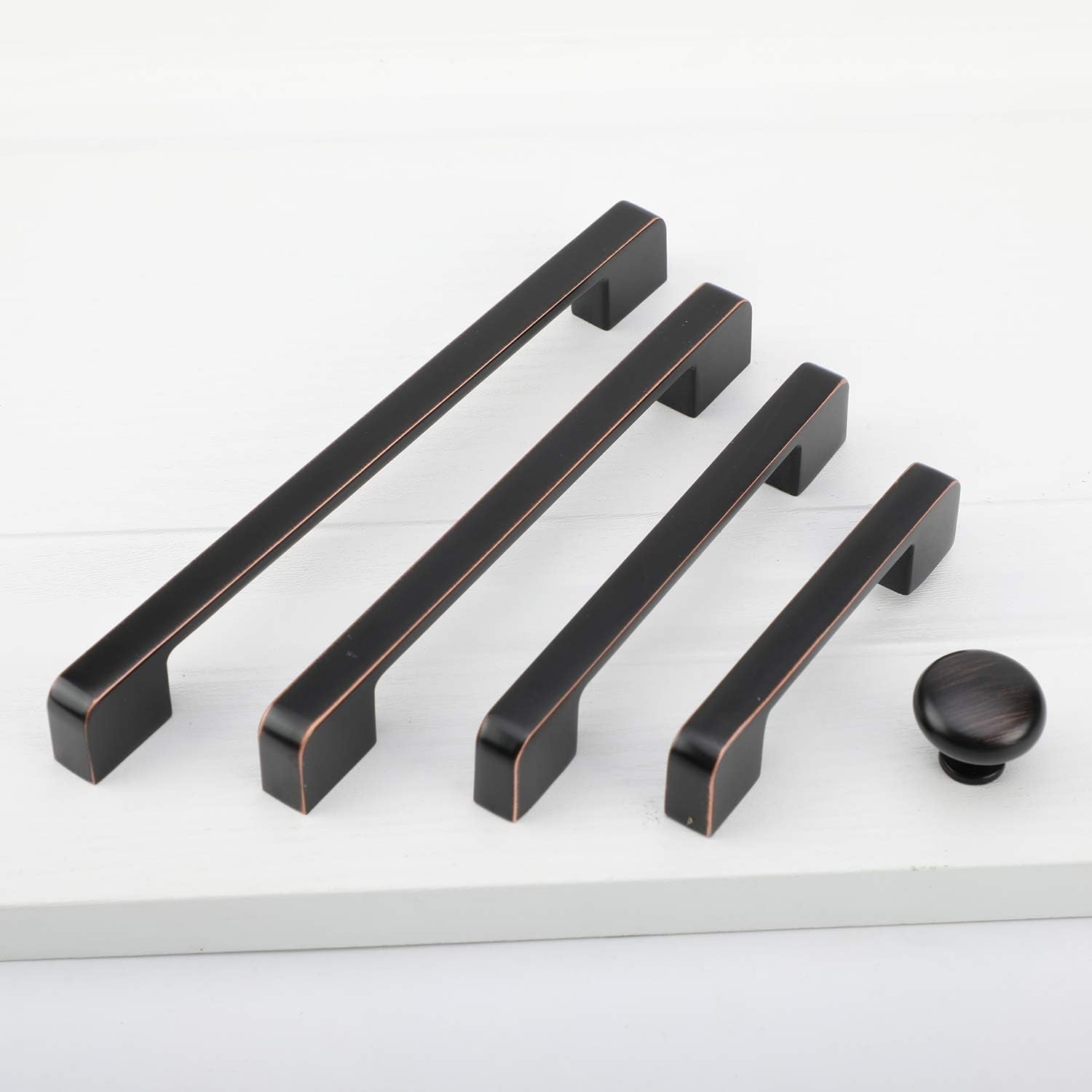 10 Pack 5-Inch Solid Square Bar Cabinet Handle ORB Arch Curved Kitchen Cabinet Hardware Handle Pull -For Bedroom Dresser Drawer Wardrobe Door (5''/128Mmhole Cente, Oil-Rubbed Bronze)