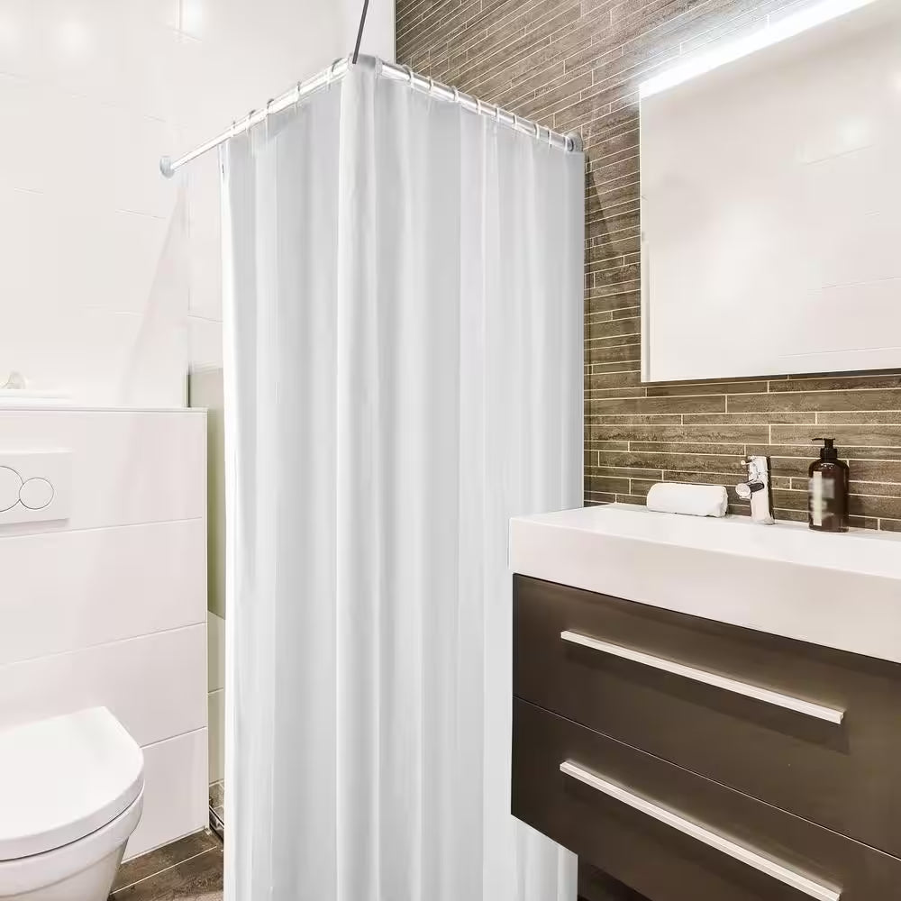 37" to 71"L - Width 31.5" Wall Mounted Adjustable L-Shaped Corner Bathtub Curtain Rod White